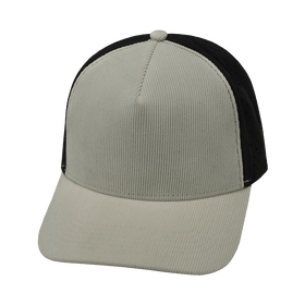 Blank 5 Panel Hat — Corduroy Structured / Cream / Black (Unisex)