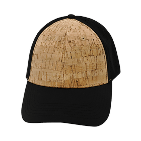Blank 6 Panel Hat — Cork Shallow Fit / Pony Tail / Black (Unisex)