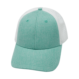 Blank 6 Panel Hat — Shallow Fit / Pony Tail / Teal / White (Unisex)