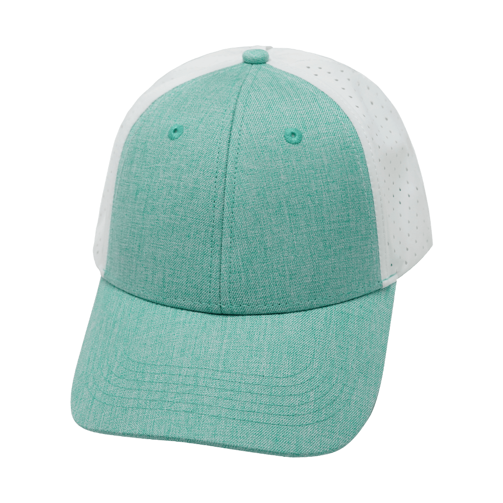 The Heartbeat Brand Blank 6 Panel Hat — Shallow Fit / Pony Tail / Teal / White (Unisex) — main product shot