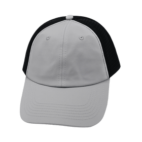Blank 6 Panel Hat — Unstructured / Gray / Black (Unisex)