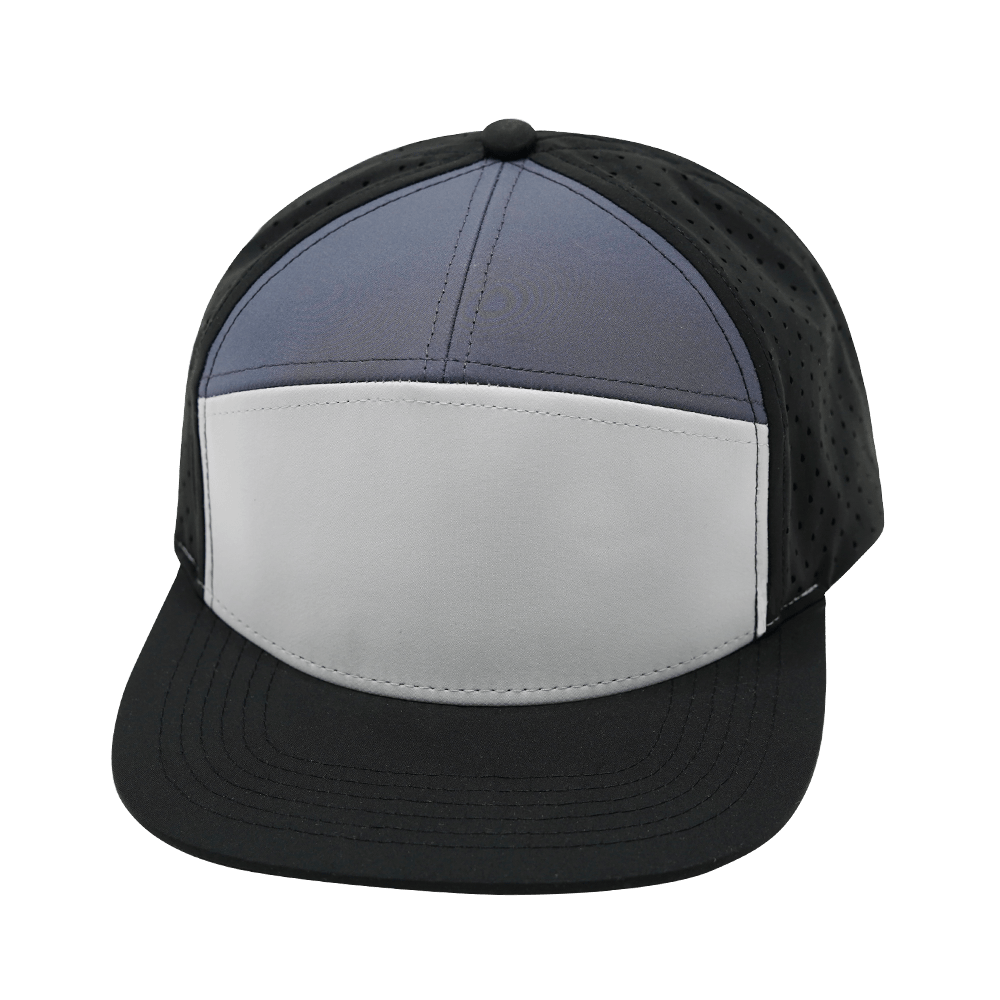 The Heartbeat Brand Blank 7 Panel Hat — Black / Gray / Charcoal (Unisex) — main product shot