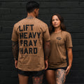 Lift Heavy. Pray Hard. Chestnut Leopard - Tee