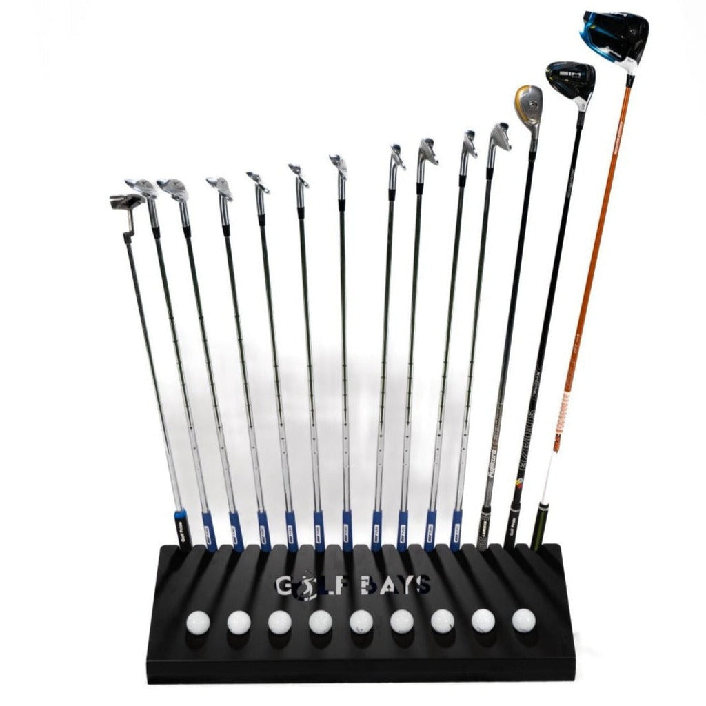 GolfBays Club Display Rack, Holds 14 Clubs & 9 Golf Balls , Indoor Golf Storage – GolfbaysUSA