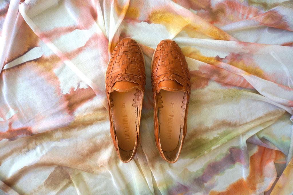 LOLA Y TULA Camel Leather Huarache — alternative angle