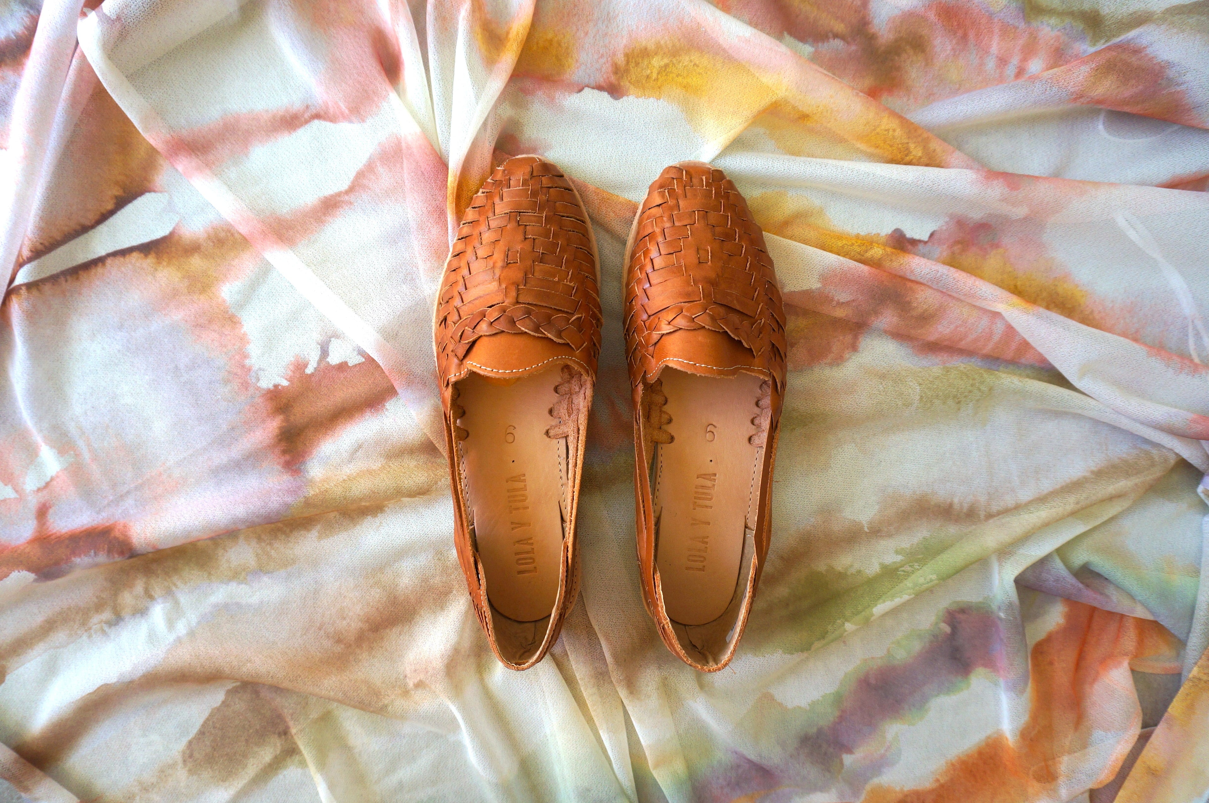 LOLA Y TULA Camel Leather Huarache — alternative angle