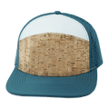 The Heartbeat Brand Blank 7 Panel Hat — Cork Dark Teal / White (Unisex) — main product shot