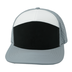 Blank 7 Panel Hat — Gray / Black / White (Unisex)