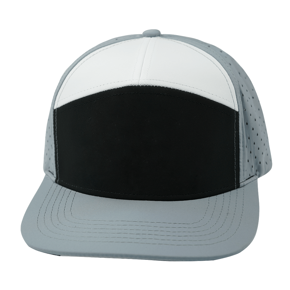 The Heartbeat Brand Blank 7 Panel Hat — Gray / Black / White (Unisex) — main product shot