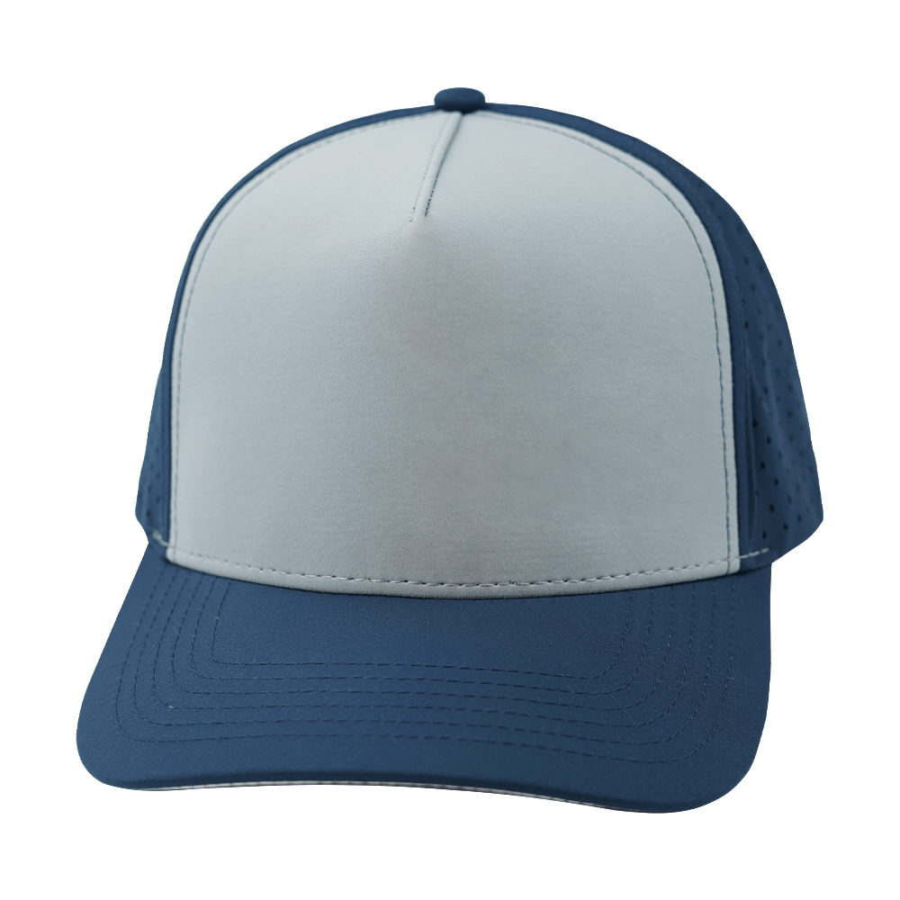 The Heartbeat Brand Blank 5 Panel Hat — Structured / Dark Blue / Gray Blue (Unisex) — main product shot