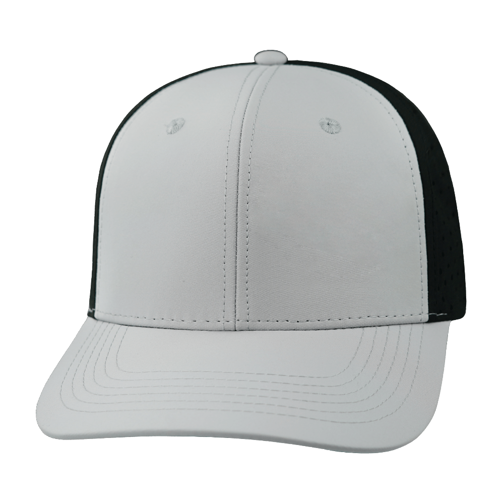 The Heartbeat Brand Blank 6 Panel Hat — Light Gray / Black (Unisex) — main product shot