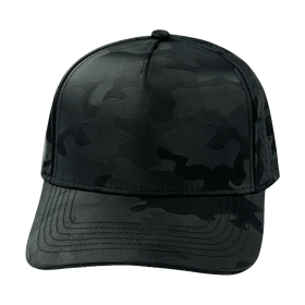 Blank 5 Panel Hat — Structured / Black Camo (Unisex)