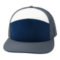 The Heartbeat Brand Blank 7 Panel Hat — Charcoal / Navy / White (Unisex) — main product shot
