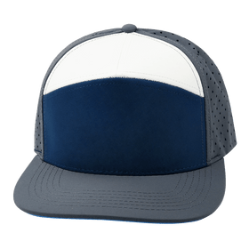 Blank 7 Panel Hat — Charcoal / Navy / White (Unisex)