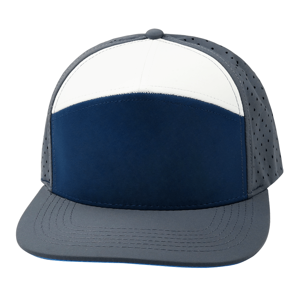 The Heartbeat Brand Blank 7 Panel Hat — Charcoal / Navy / White (Unisex) — main product shot