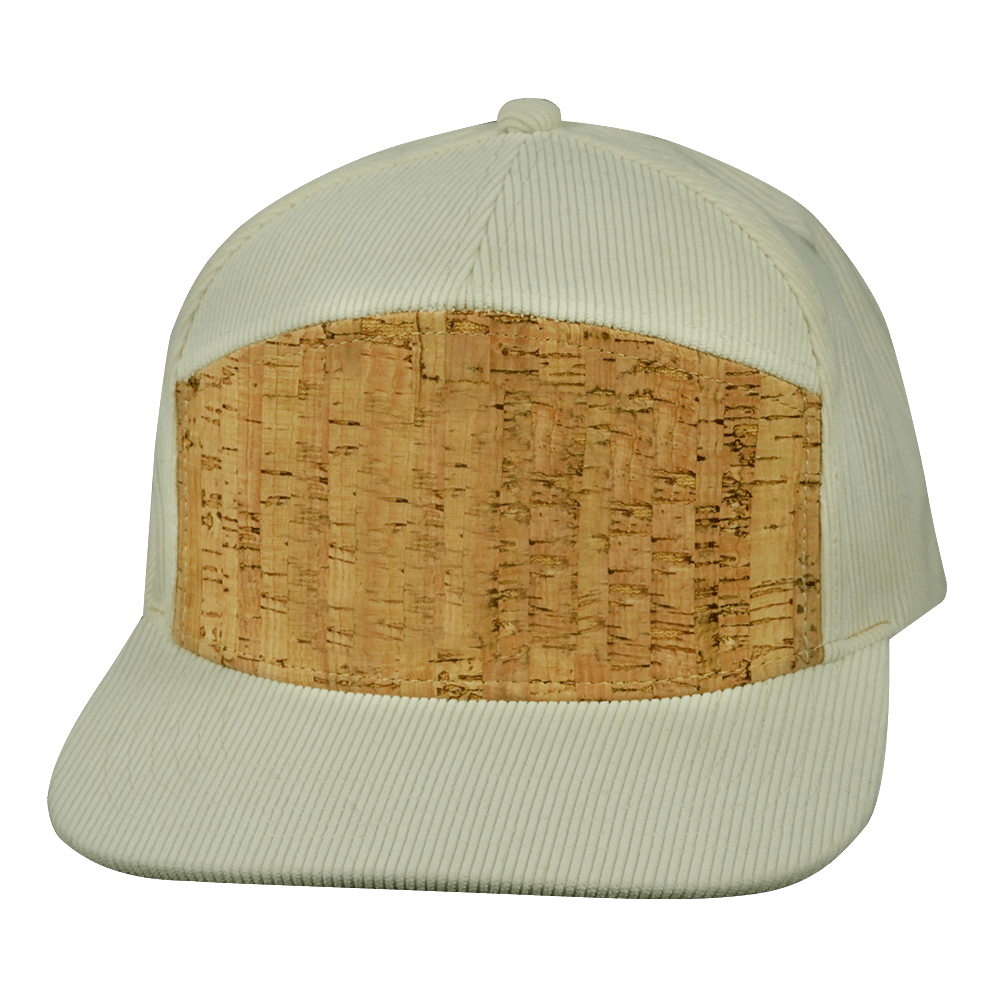 The Heartbeat Brand Blank 7 Panel Hat — Corduroy Cork / Cream (Unisex) — main product shot