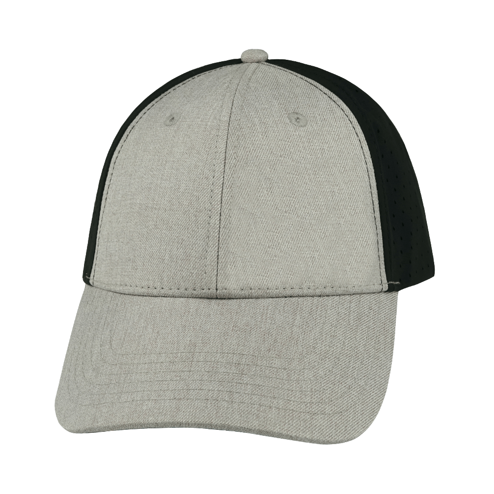The Heartbeat Brand Blank 6 Panel Hat — Shallow Fit / Pony Tail / Tan / Black (Unisex) — main product shot
