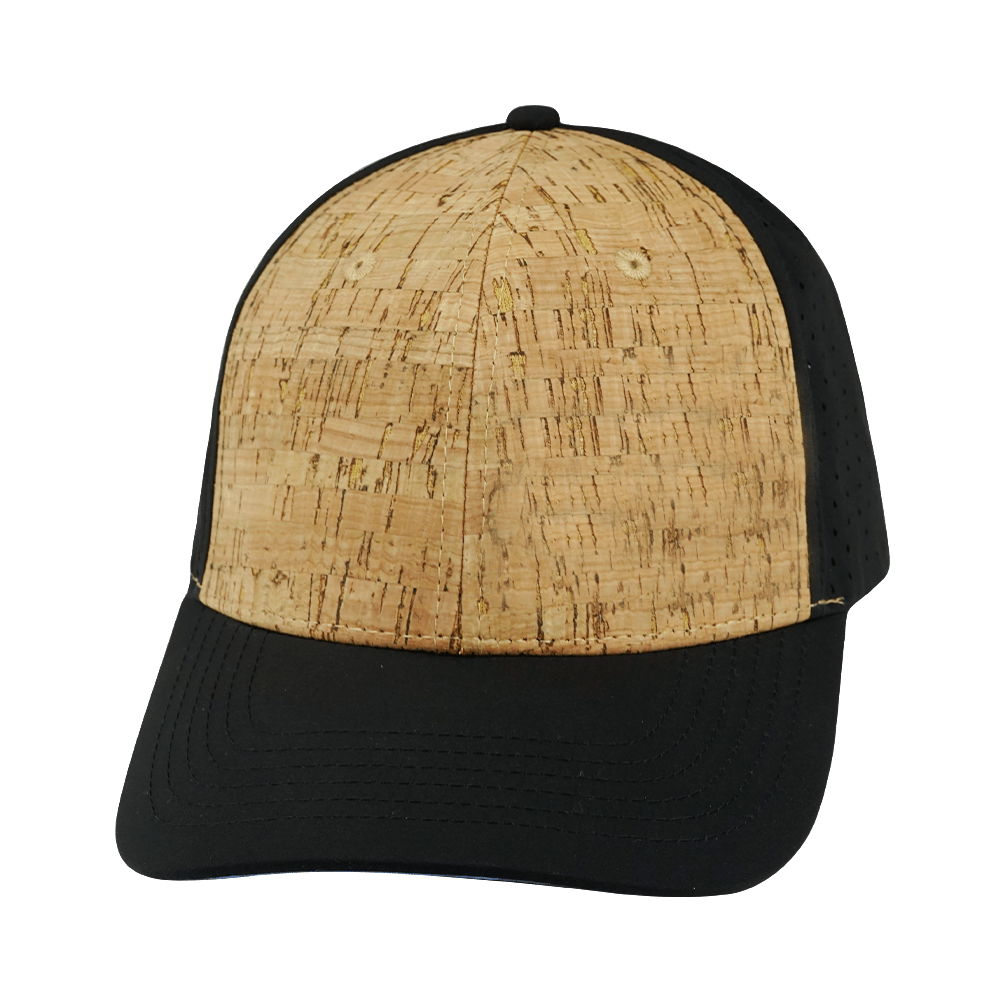 The Heartbeat Brand Blank 6 Panel Hat — Cork Black (Unisex) — main product shot