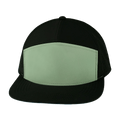 The Heartbeat Brand Blank 7 Panel Hat — Black / Sage (Unisex) — main product shot