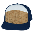 The Heartbeat Brand Blank 7 Panel Hat — Cork Navy / White (Unisex) — main product shot