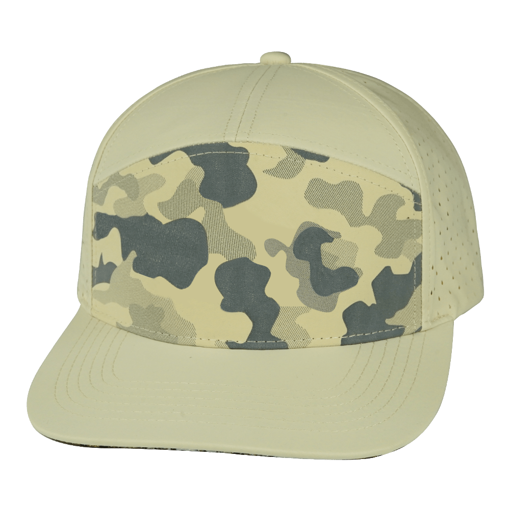 The Heartbeat Brand Blank 7 Panel Hat — Cream / Soft Cream Camo (Unisex — main product shot