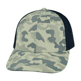 Blank 6 Panel Hat — Soft Gray Camo / Navy (Unisex)