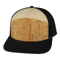 The Heartbeat Brand Blank 7 Panel Hat — Cork Black / Tan (Unisex) — main product shot