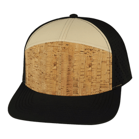 Blank 7 Panel Hat — Cork Black / Tan (Unisex)