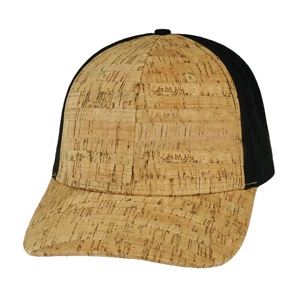 The Heartbeat Brand Blank 6 Panel Hat — Cork Sheer Black (Unisex) — main product shot