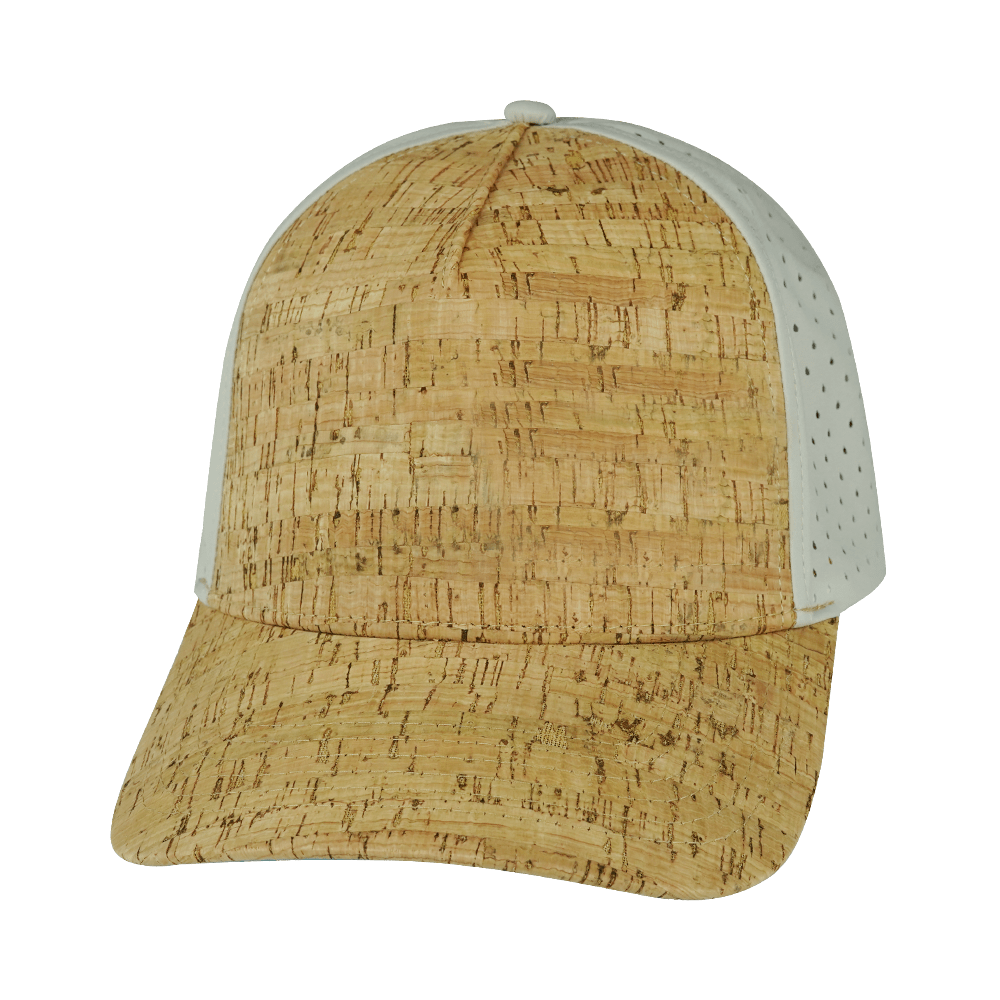 The Heartbeat Brand Blank 5 Panel Hat — Cork Structured / Gray (Unisex) — main product shot