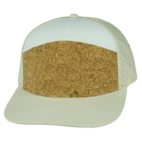 Blank 7 Panel Hat — Cork Cream / White (Unisex)