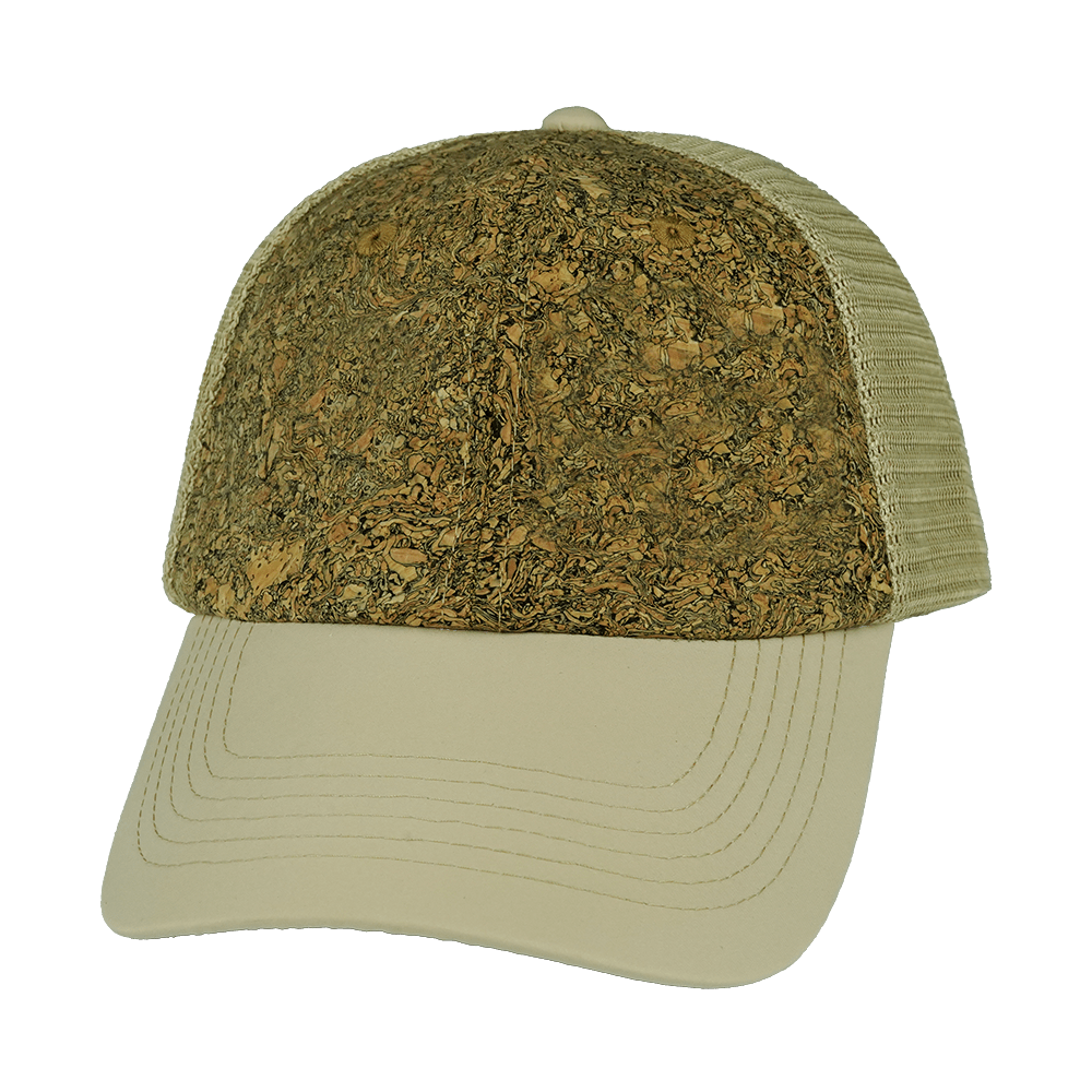 The Heartbeat Brand Blank 6 Panel Hat — Cork Unstructured / Cream (Unisex) / Soft Trucker Mesh — main product shot