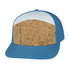 Blank 7 Panel Hat — Cork Blue / White (Unisex)