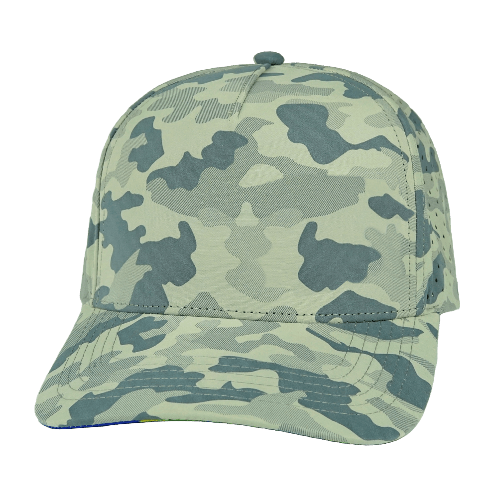 The Heartbeat Brand Blank 5 Panel Hat — Structured / Soft Gray Camo (Unisex) — main product shot