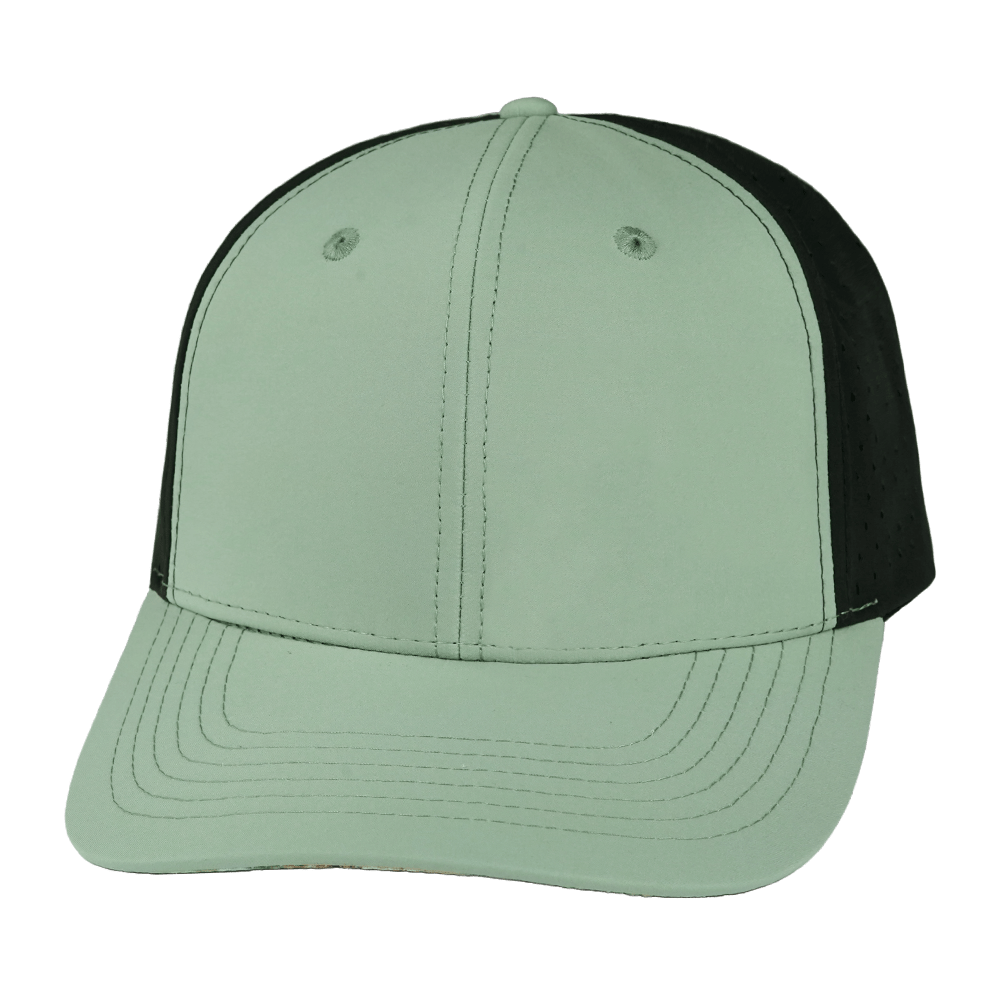 The Heartbeat Brand Blank 6 Panel Hat — Sage Green / Black (Unisex) — main product shot