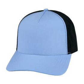 Blank 5 Panel Hat — Structured / Light Blue / Black (Unisex)