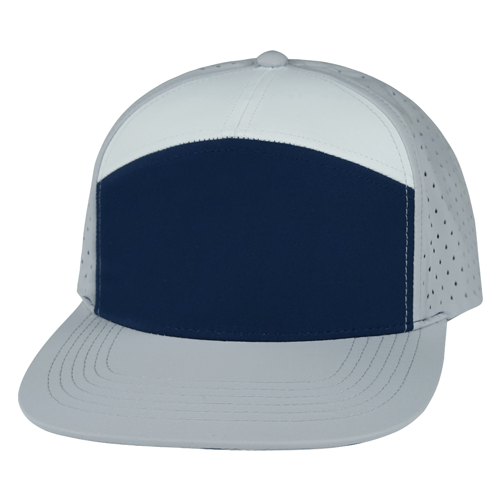 The Heartbeat Brand Blank 7 Panel Hat — Gray / Navy / White (Unisex) — main product shot