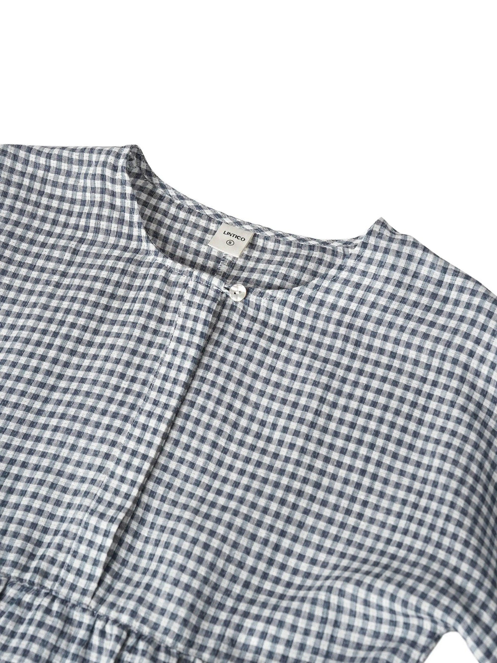 LINTICO Linen Checked Long-Sleeved Top CAROLINE — detail shot 10