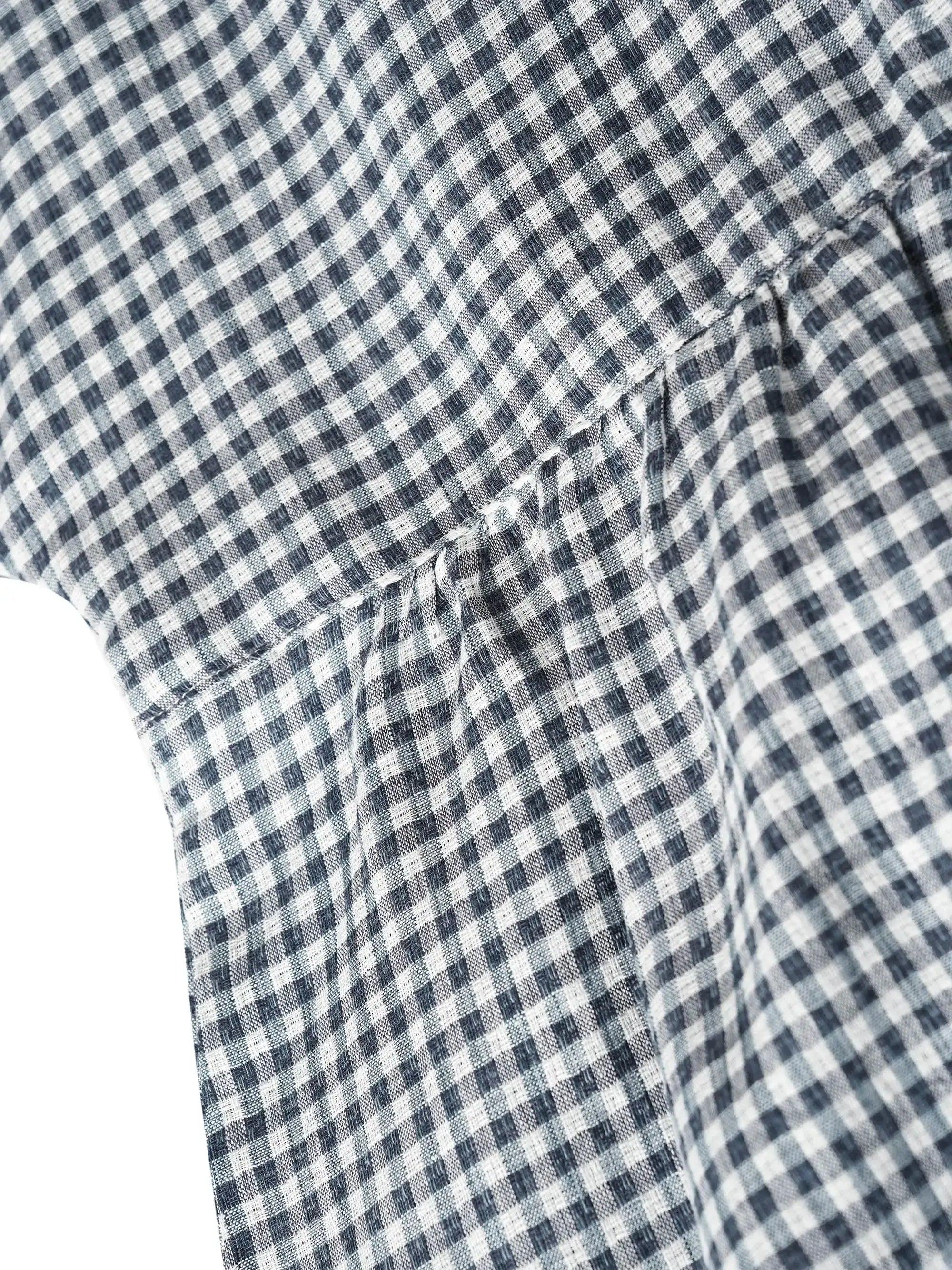 LINTICO Linen Checked Long-Sleeved Top CAROLINE — main product shot