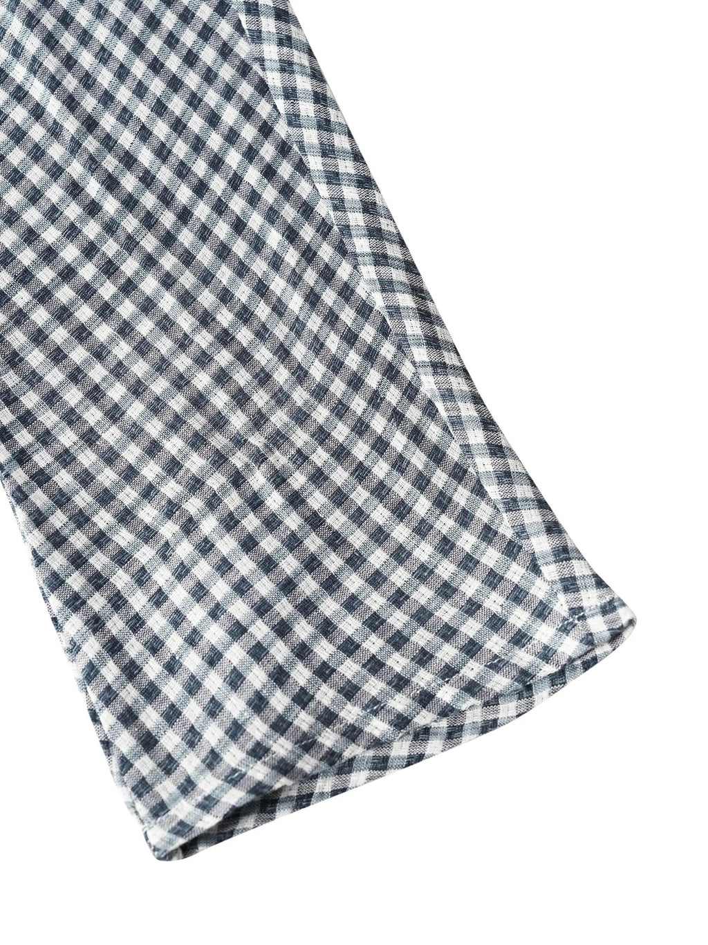 LINTICO Linen Checked Long-Sleeved Top CAROLINE — detail close-up