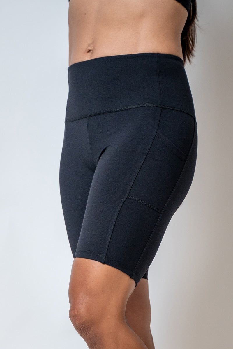 Varlo SOHO Women's Technical High Rise Shorts 8" (Black) — Black detail