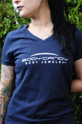 BodyCandy Body Candy Logo Tapered Blue V-Neck Tee Shirt 100% Cotton — main product shot