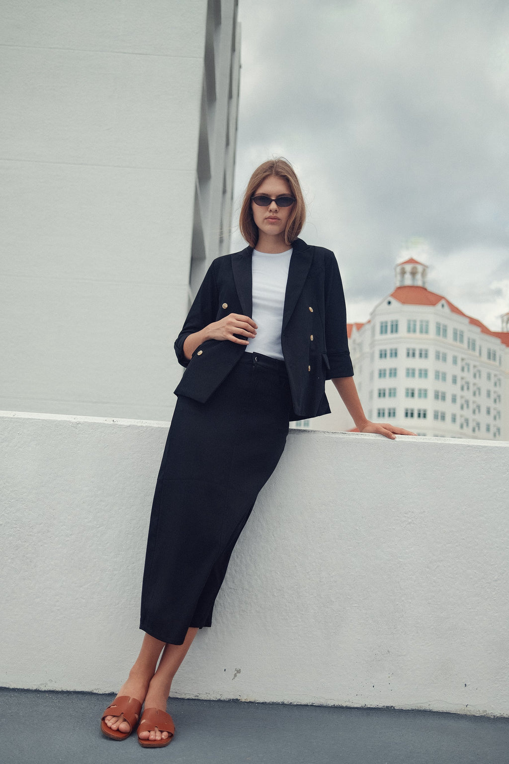 profile-nyc STRETCH COLORED DENIM  SKIRT — in-use photo