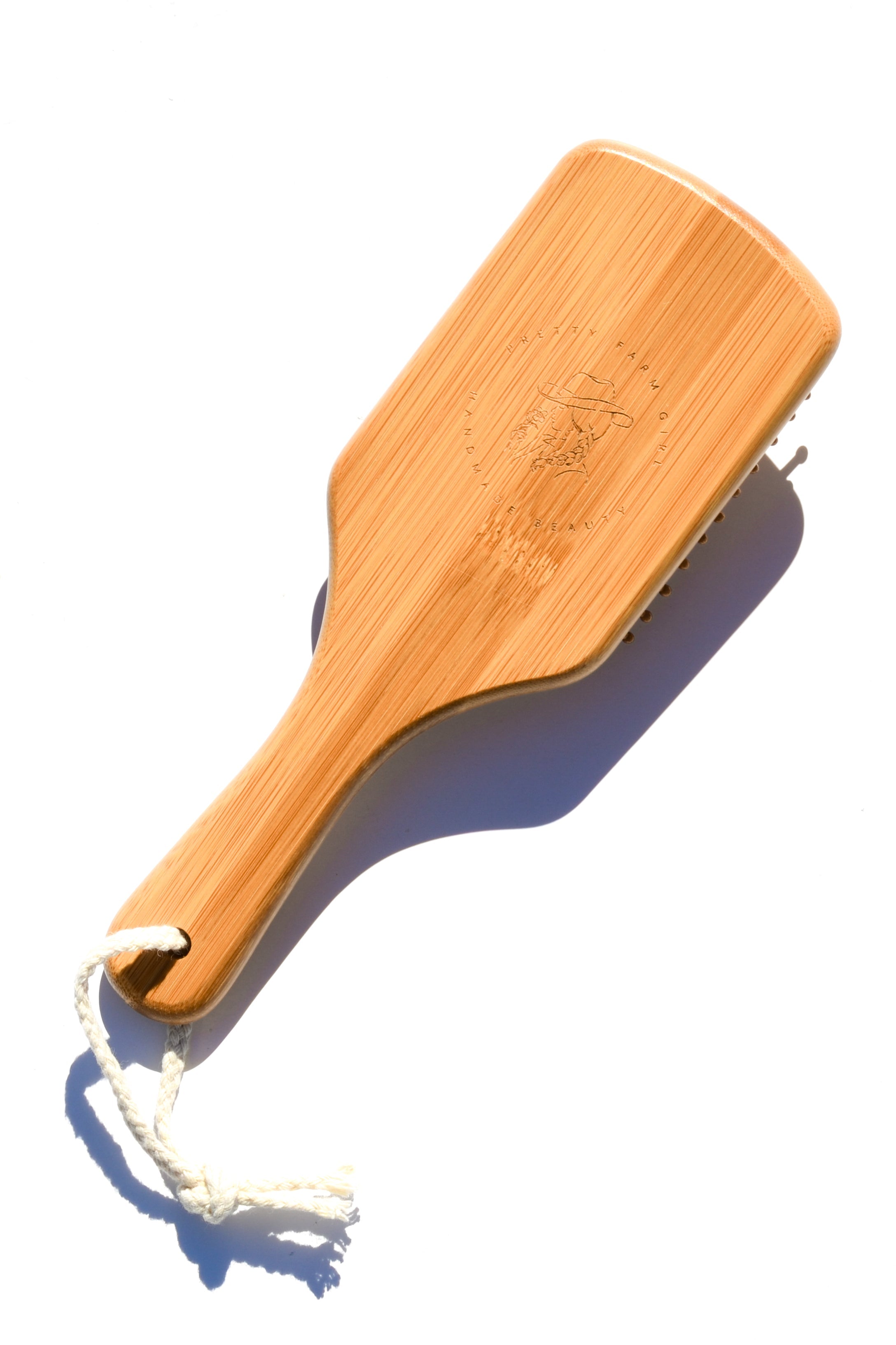 Pretty farm girl Bamboo Paddle Hair Brush — side view