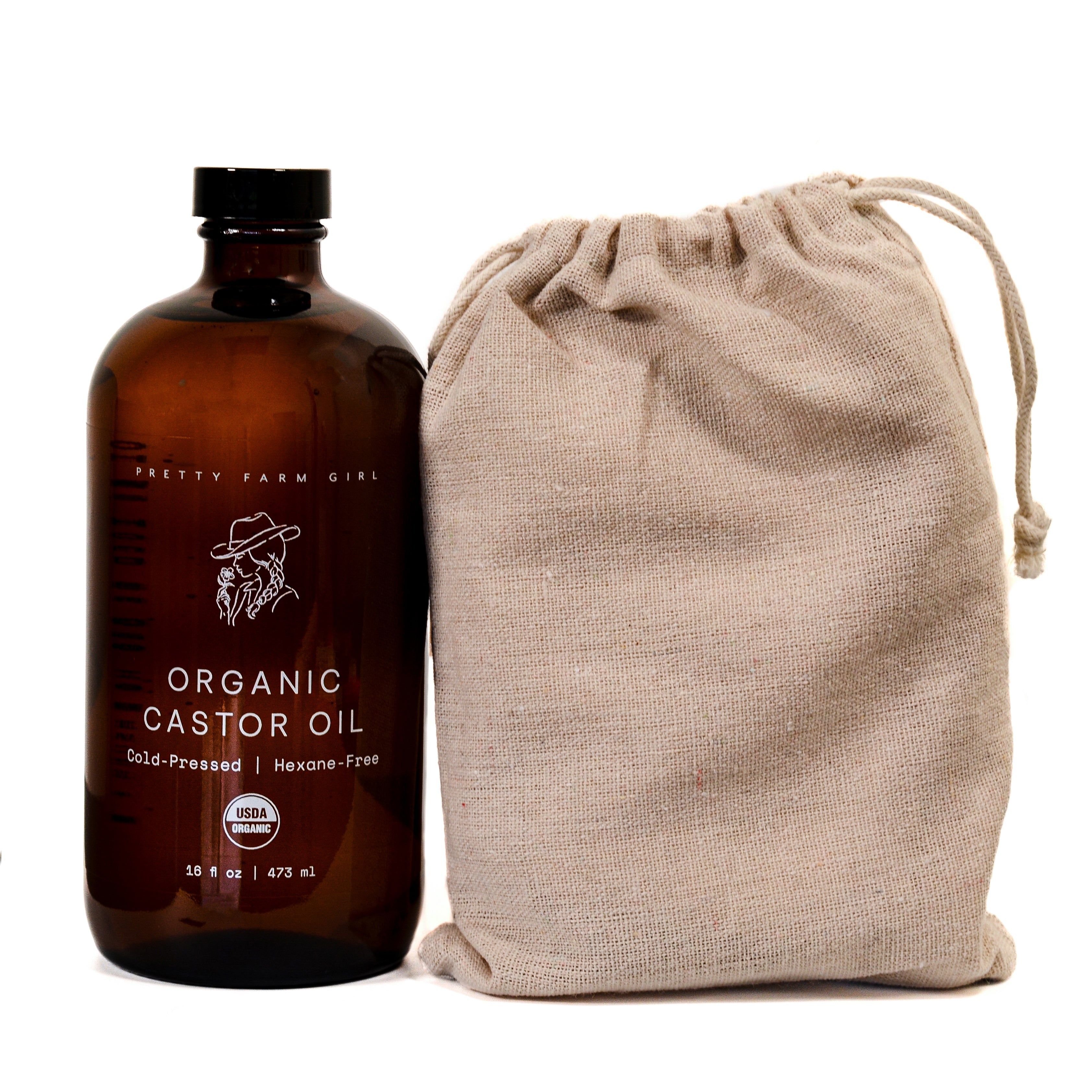 Pretty farm girl Organic Pure Castor Oil + Cloth Pack Bundle — side view