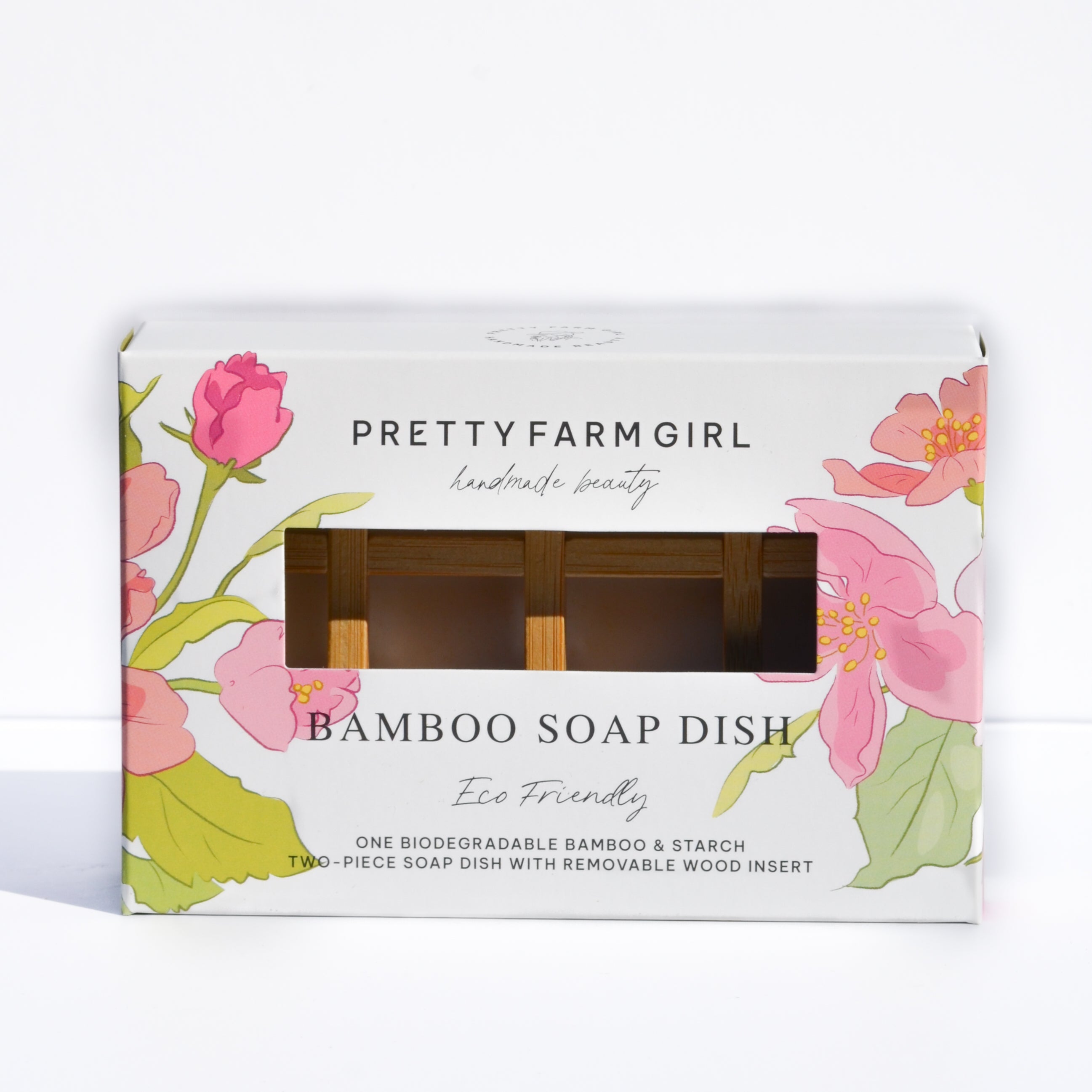 Pretty farm girl Bamboo Soap Dish — detail close-up