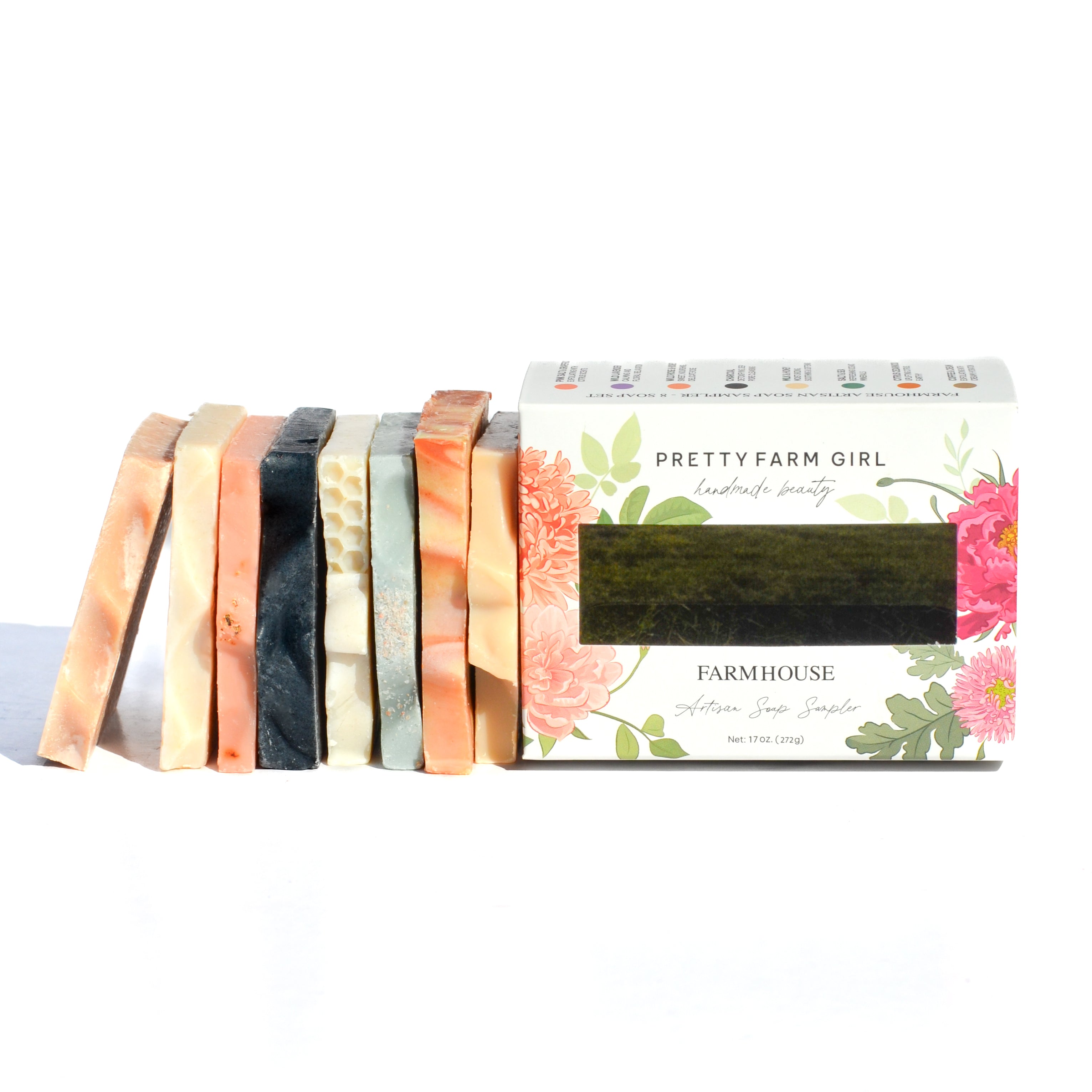 Pretty farm girl Farmhouse Artisan Goat Milk & Tallow Soap Sampler — lifestyle context