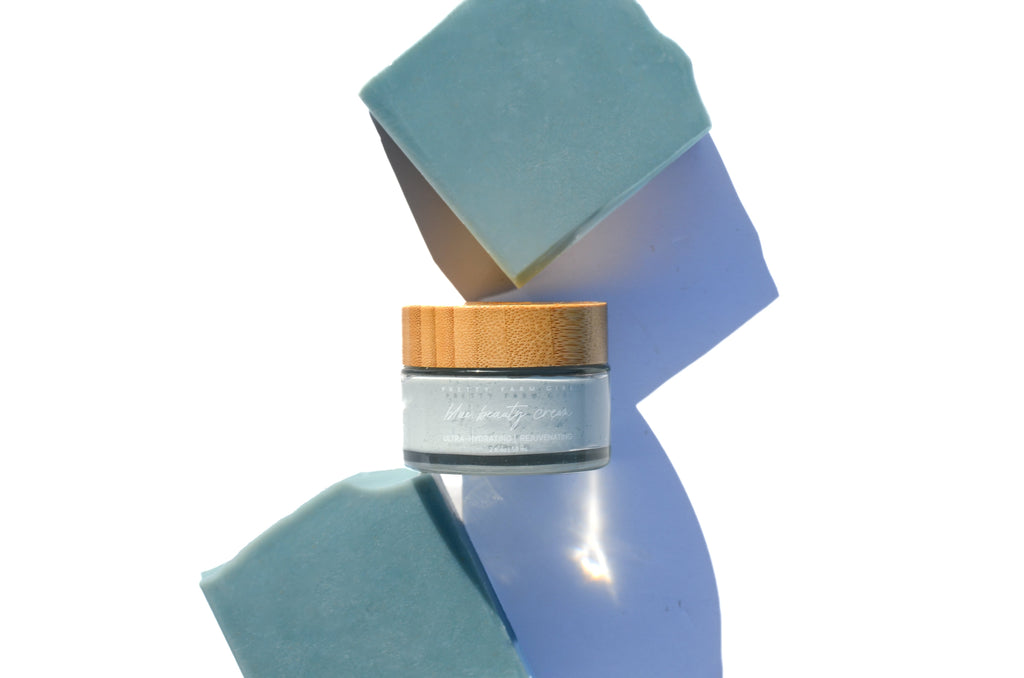Pretty farm girl Blue Beauty Cream Facial Bar — back view