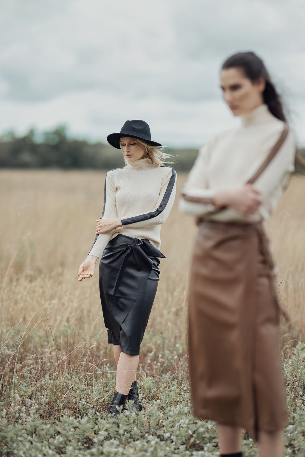 profile-nyc TURTLENECK SWEATER WITH LEATHER DETAIL — lifestyle context