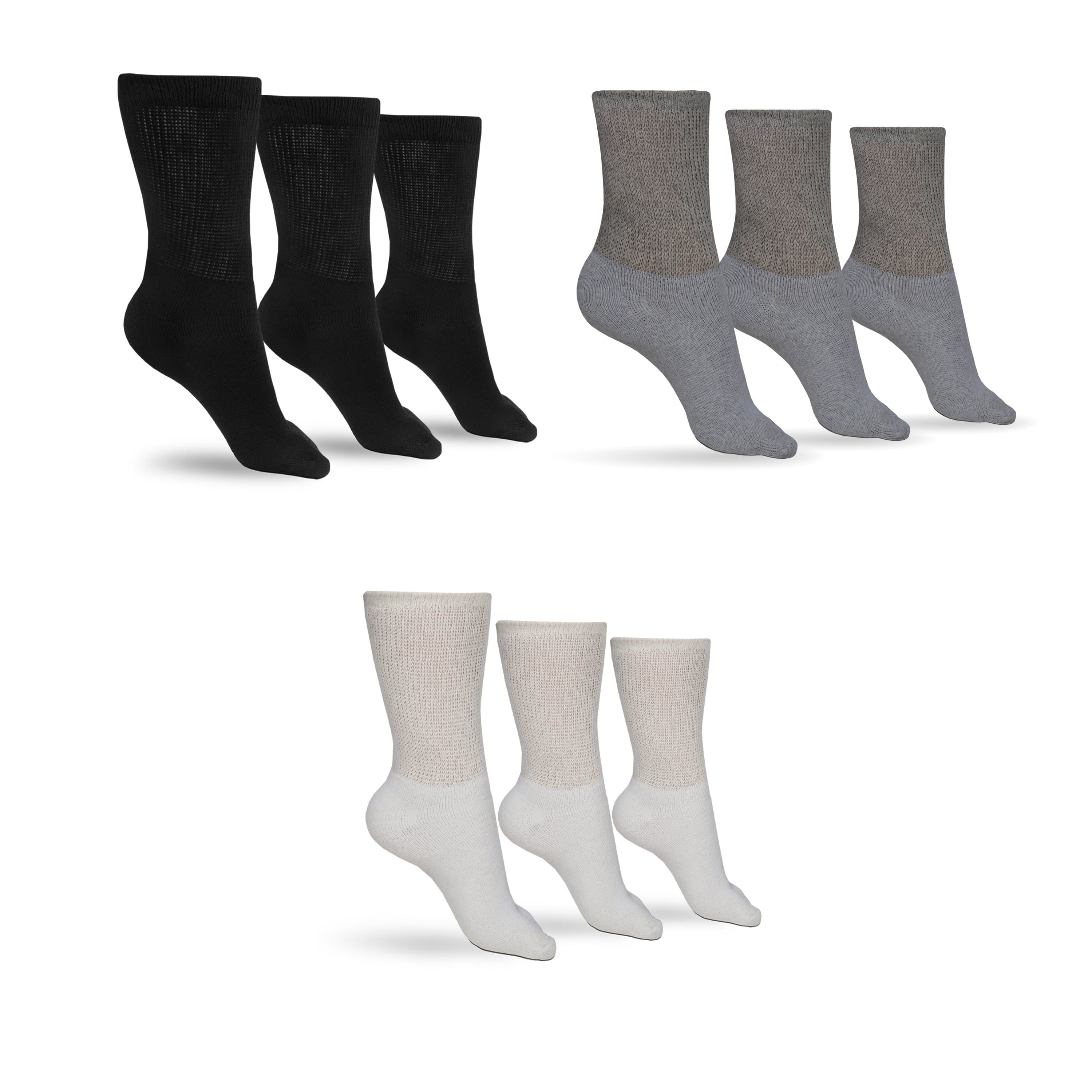DSC Men's Cotton Diabetic Crew Socks (Assorted) — back view